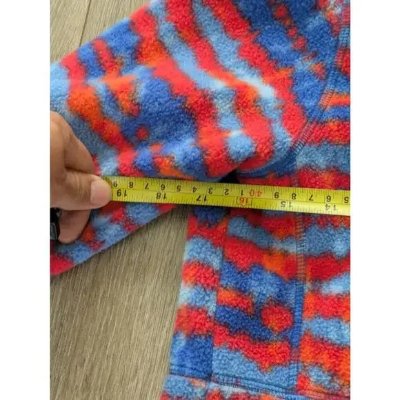 LL Bean Kids  L Mountain Classic Fleece Jacket Medium Boys Full Zip Blue Red - Picture 4 of 11